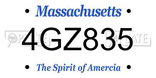 4GZ835 Massachusetts License Plate