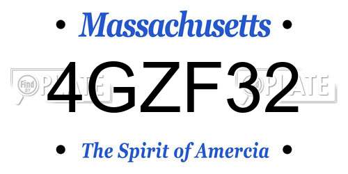 4GZF32 Massachusetts License Plate