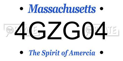 4GZG04 Massachusetts License Plate
