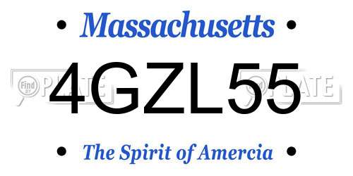 4GZL55 Massachusetts License Plate