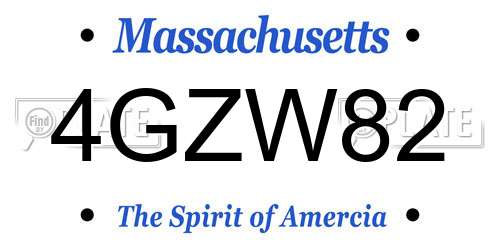 4GZW82 Massachusetts License Plate