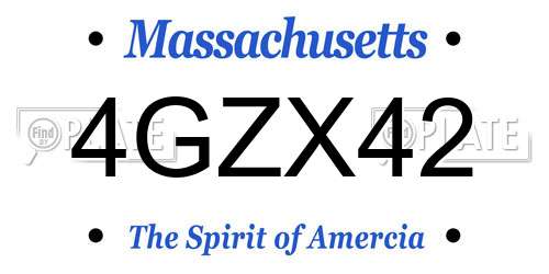 4GZX42 Massachusetts License Plate
