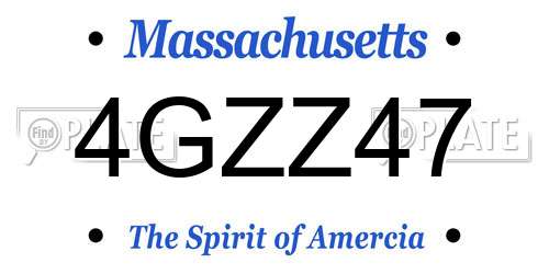 4GZZ47 Massachusetts License Plate