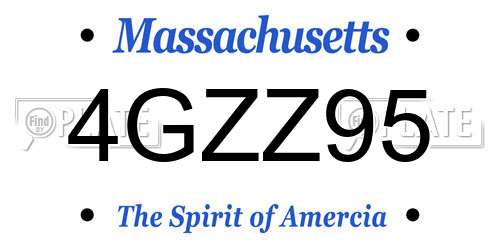 4GZZ95 Massachusetts License Plate