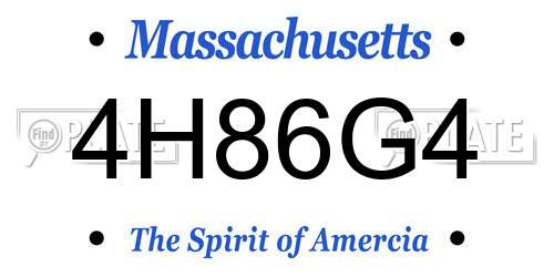 4H86G4 Massachusetts License Plate
