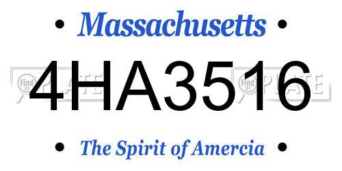 4HA3516 Massachusetts License Plate