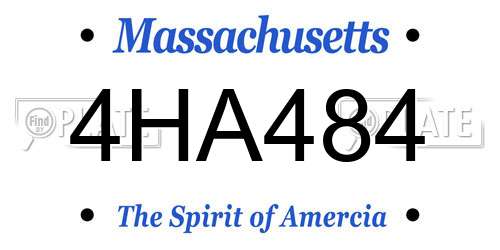 4HA484 Massachusetts License Plate