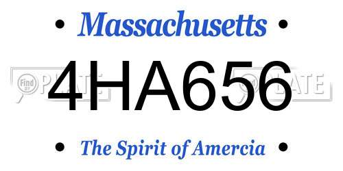 4HA656 Massachusetts License Plate