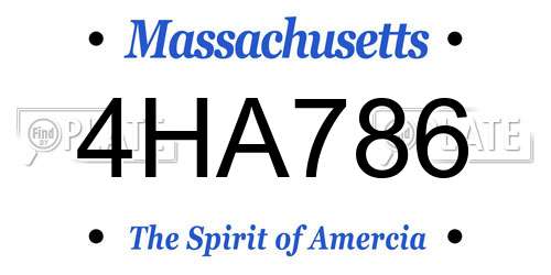 4HA786 Massachusetts License Plate