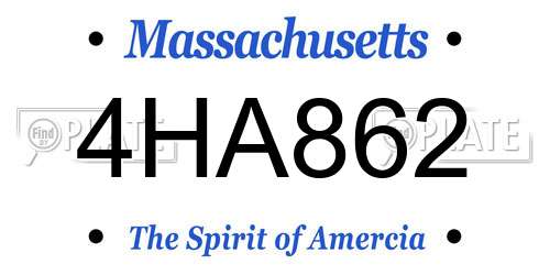 4HA862 Massachusetts License Plate