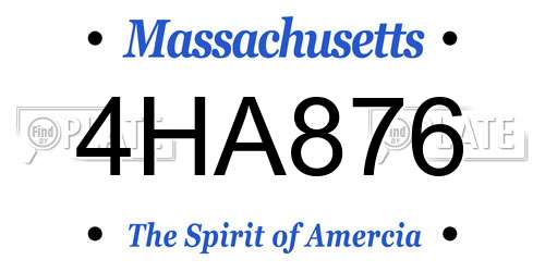4HA876 Massachusetts License Plate