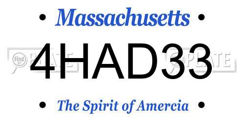 4HAD33 Massachusetts License Plate