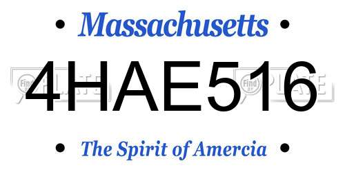 4HAE516 Massachusetts License Plate