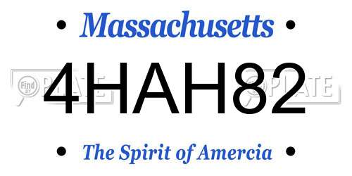 4HAH82 Massachusetts License Plate