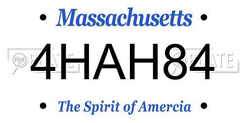 4HAH84 Massachusetts License Plate