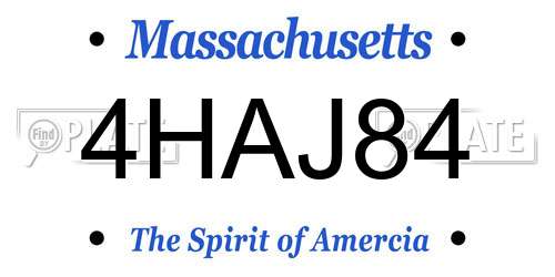 4HAJ84 Massachusetts License Plate