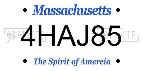 4HAJ85 Massachusetts License Plate