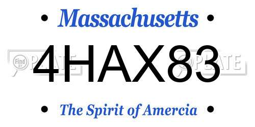 4HAX83 Massachusetts License Plate