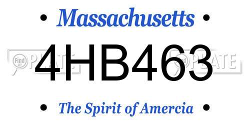 4HB463 Massachusetts License Plate