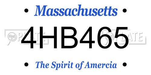 4HB465 Massachusetts License Plate