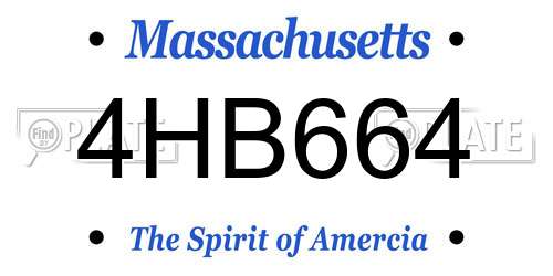4HB664 Massachusetts License Plate