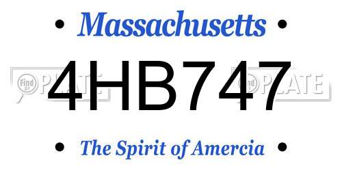 4HB747 Massachusetts License Plate