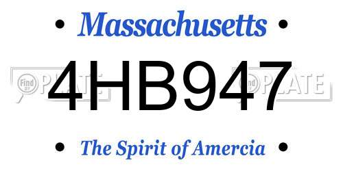 4HB947 Massachusetts License Plate