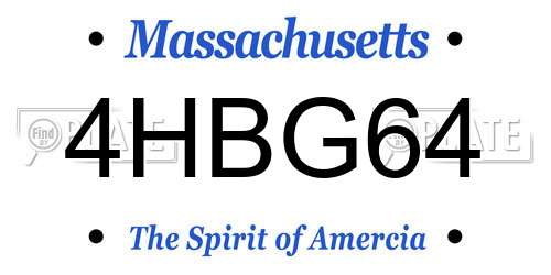 4HBG64 Massachusetts License Plate
