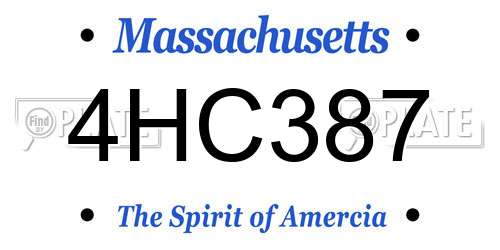 4HC387 Massachusetts License Plate