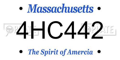 4HC442 Massachusetts License Plate