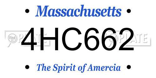 4HC662 Massachusetts License Plate