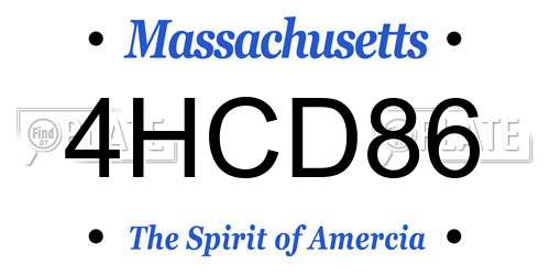 4HCD86 Massachusetts License Plate
