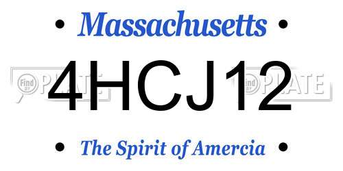 4HCJ12 Massachusetts License Plate
