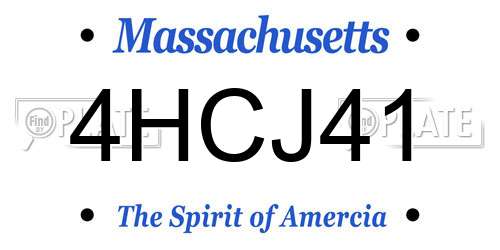 4HCJ41 Massachusetts License Plate