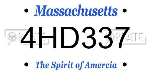 4HD337 Massachusetts License Plate