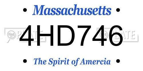 4HD746 Massachusetts License Plate