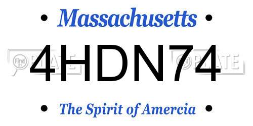 4HDN74 Massachusetts License Plate