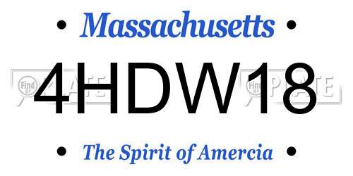 4HDW18 Massachusetts License Plate