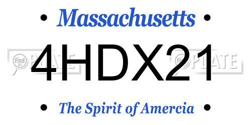 4HDX21 Massachusetts License Plate