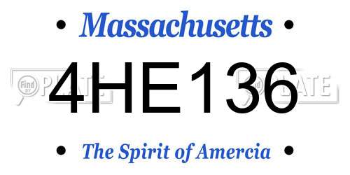 4HE136 Massachusetts License Plate