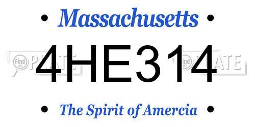 4HE314 Massachusetts License Plate