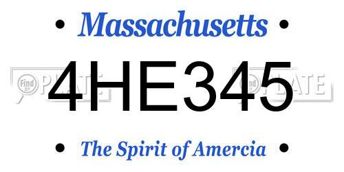 4HE345 Massachusetts License Plate