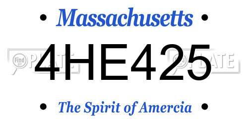 4HE425 Massachusetts License Plate