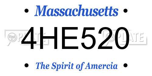 4HE520 Massachusetts License Plate