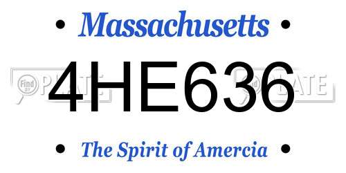 4HE636 Massachusetts License Plate