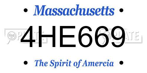 4HE669 Massachusetts License Plate