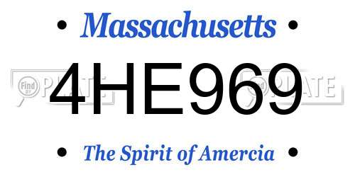 4HE969 Massachusetts License Plate