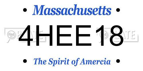 4HEE18 Massachusetts License Plate