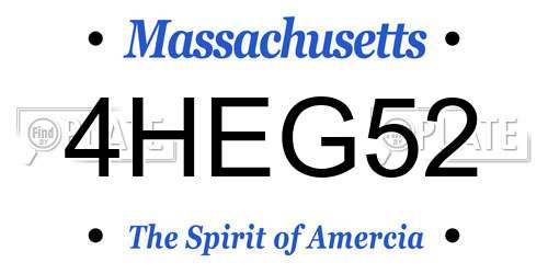 4HEG52 Massachusetts License Plate