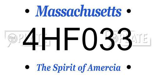 4HF033 Massachusetts License Plate